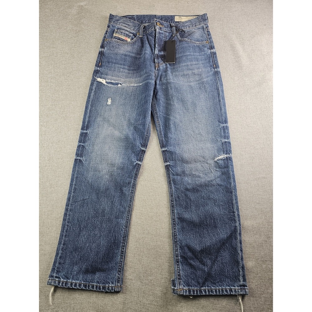 DIESEL ARYEL Jeans Womens 26 Blue Denim Mid Rise Distressed Regular Straight New